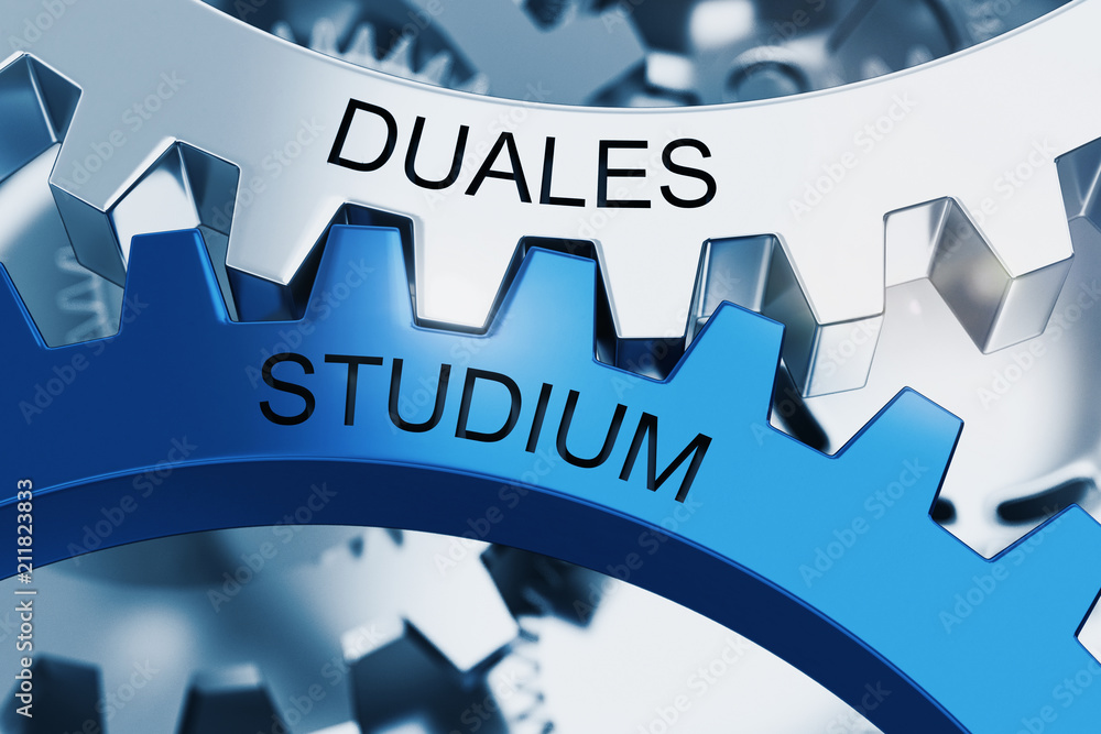 Naklejka premium Duales Studium auf Zahnrädern. Konzept