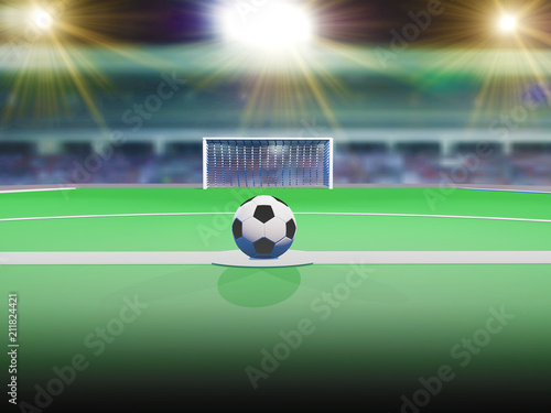Isolated soccer ball on the stadium ground © sk99