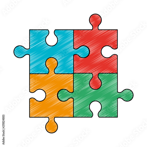 Jigsaw pieces isolated vector illustration graphic design