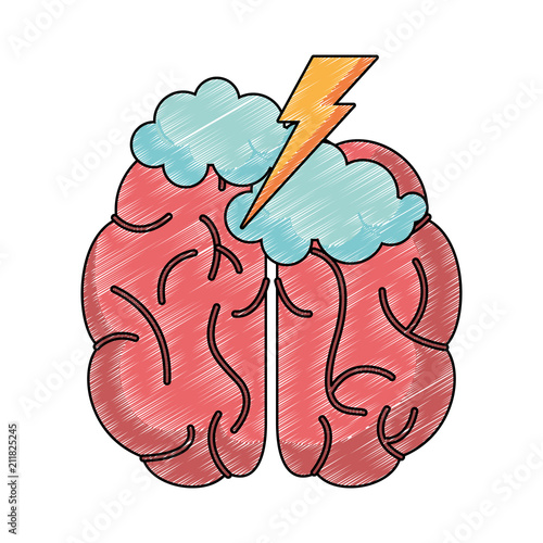 Braind with ray and clouds vector illustration graphic design