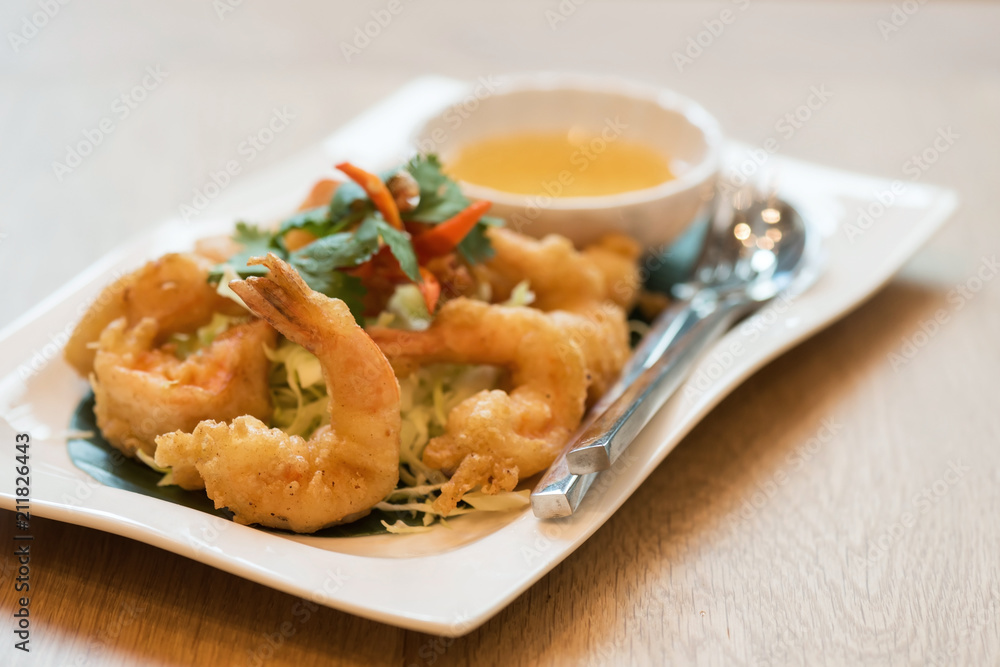 Fried or Tempura shrimps, Thai food cuisine Fried or Tempura shrimps, Thai food cuisine