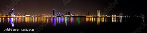 Bahrain skyline during night, a panoramic view
