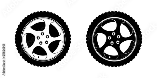 Wheel Clipart in white and black disks