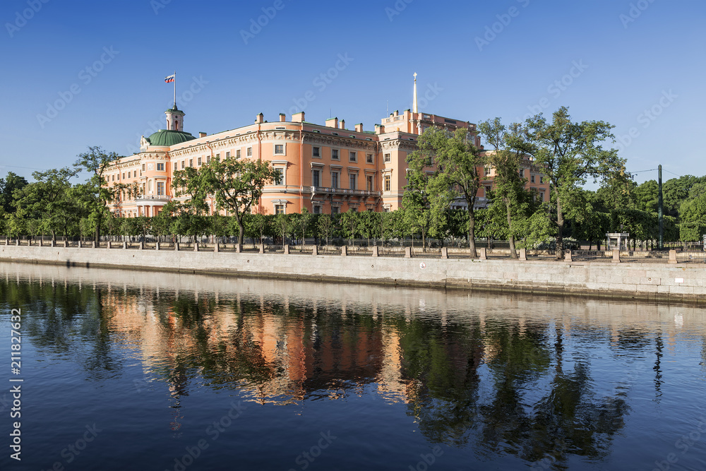Mikhailovsky or Engineering castle from the Fontanka river, St. Petersburg, Russia