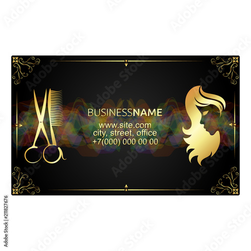 Golden business card for beauty salon