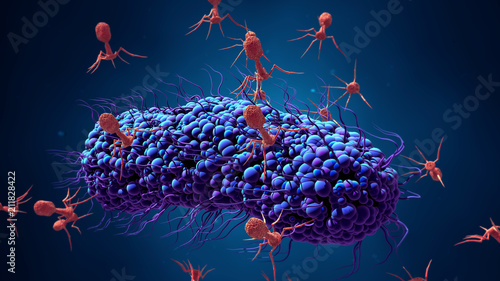 Fotografie Bacteriophage infecting bacterium