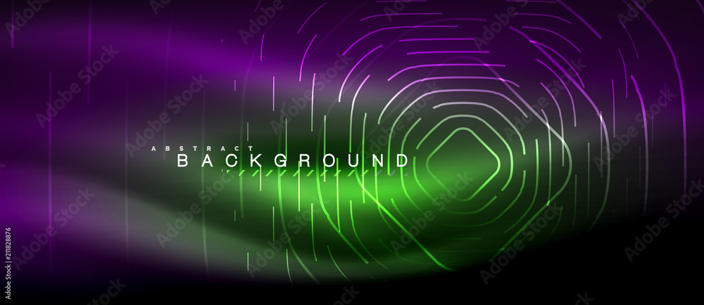 Neon glowing lines, magic energy space light concept, abstract background wallpaper design Neon glowing lines, magic energy space light concept, abstract background wallpaper design