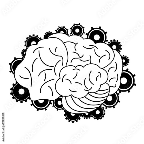 Brain and gears symbol vector illustration graphic design