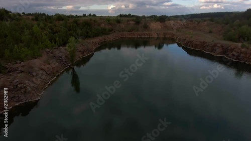 Beautiful view from a road going through the beautiful lake and forest