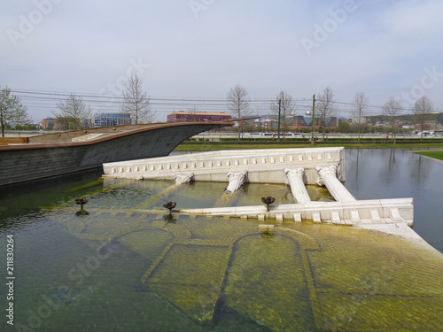 a sunken temple in the lake photo