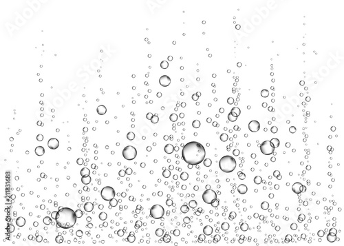 Underwater fizzing air, water or oxygen  bubbles.