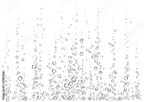 Underwater fizzing air, water or oxygen  bubbles.