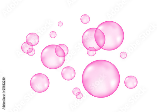 Fizzing air or water pink  bubbles.