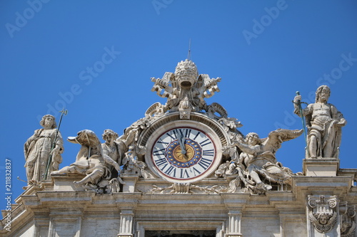 Clock at St. Peter s Basilica in the Vatican in Rome  Italy