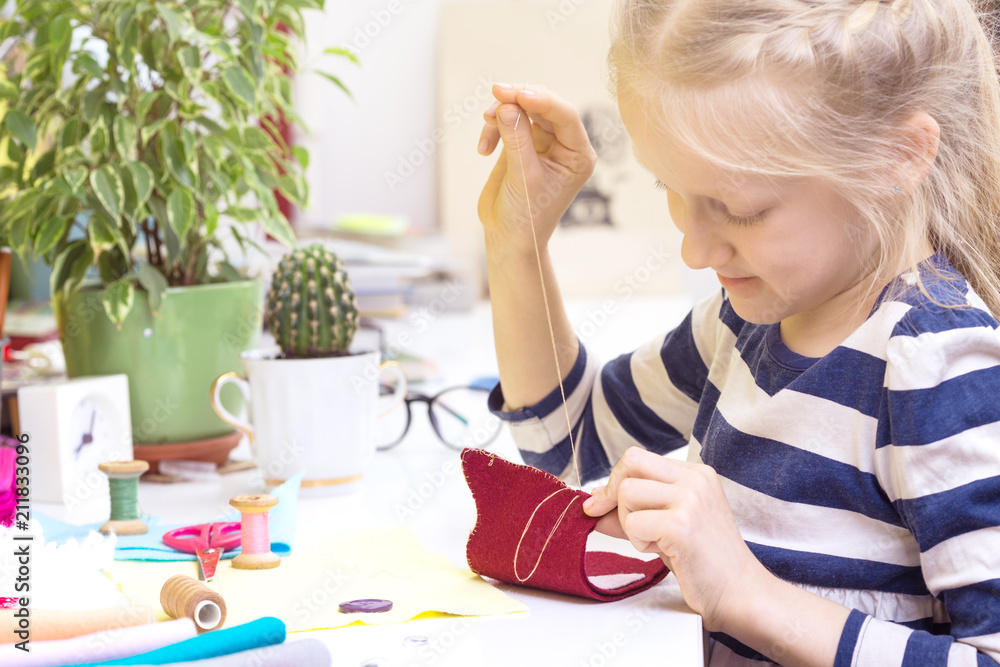 little girl sews toy little girl sews toy
