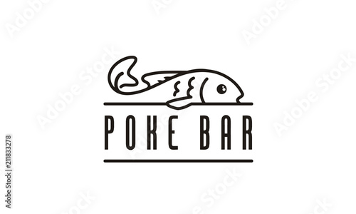 Fish Line Art for Hawaii Poke Bar or Sushi Logo design inspiration
