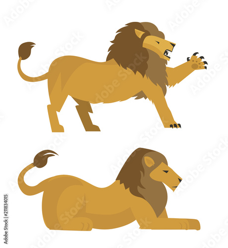 big crouched lions