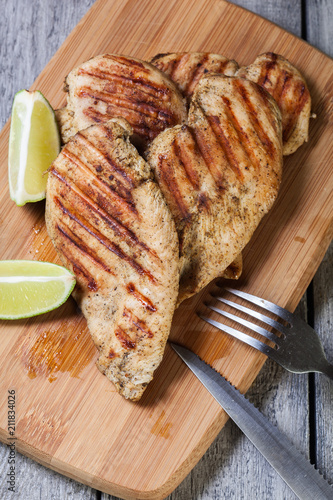 Grilled chicken breasts photo