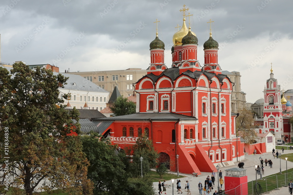 The beautiful historical buildings which are architectural works surround Red Square in Moscow