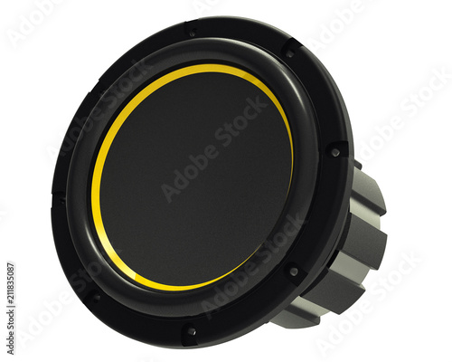 3D render of a subwoofer isolated on a white background