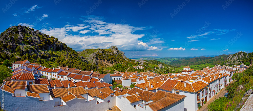 Panoramic view on the old town of Grazalema, Spain