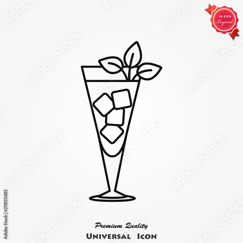 Cocktail icon on background, vector illustration