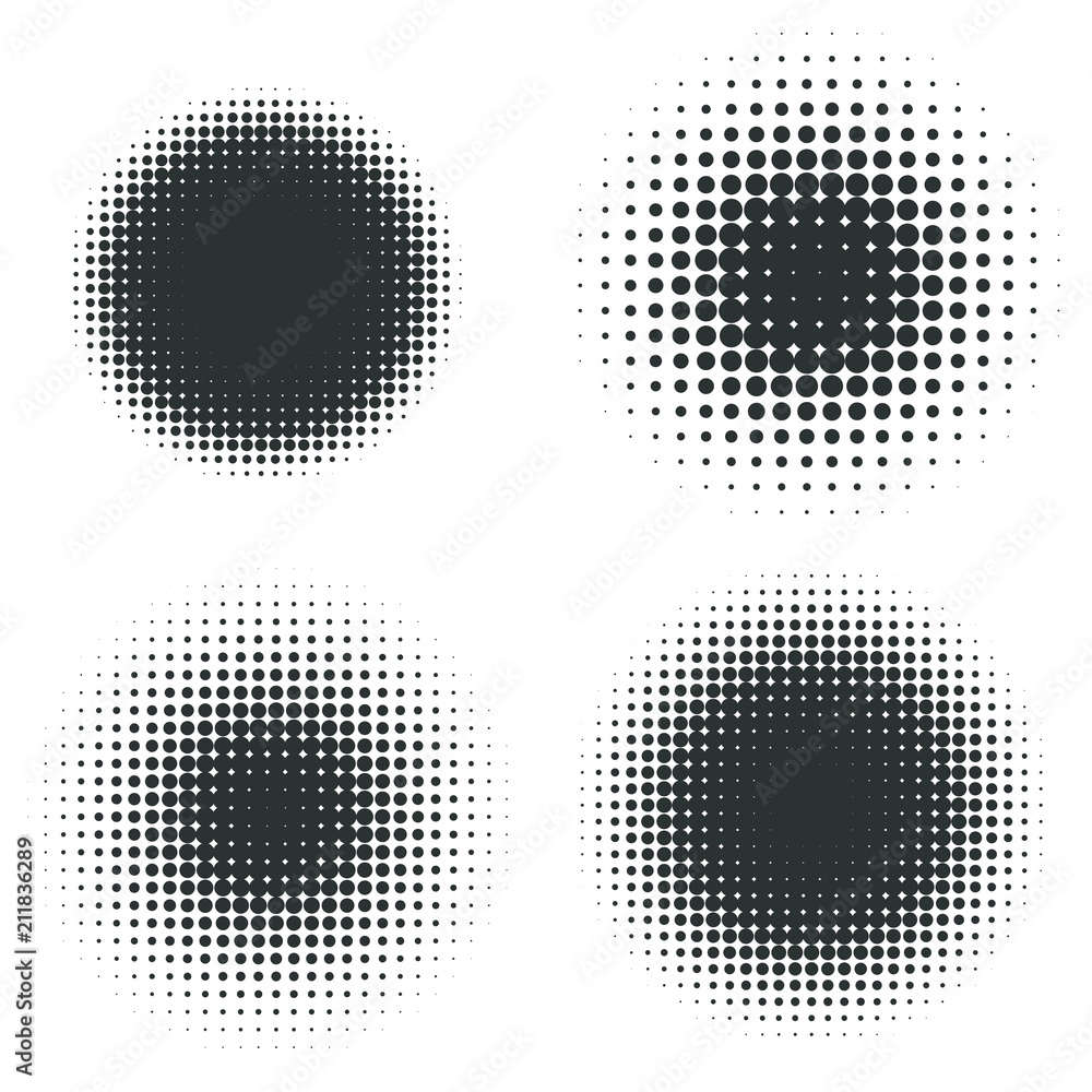 Abstract Halftone Backgrounds. Vector Set of Isolated Modern Design Element.