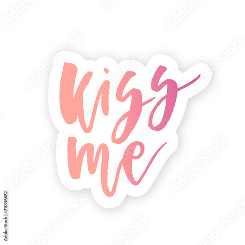 World kiss day. Phrase lettering calligraphy lips pomade sticker