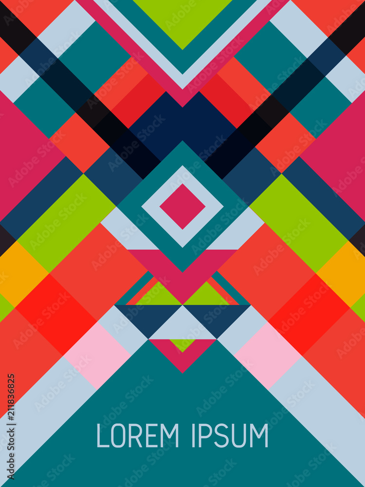Cover page layout vector template geometric design with triangles and stripes pattern. Cover page layout vector template geometric design with triangles and stripes pattern.