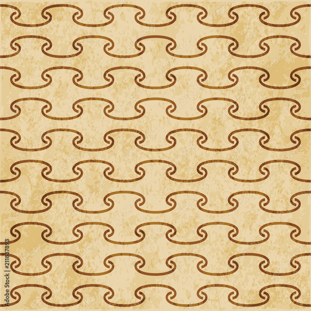 Retro brown cork texture grunge seamless background spiral curve cross chain frame Retro brown cork texture grunge seamless background spiral curve cross chain frame