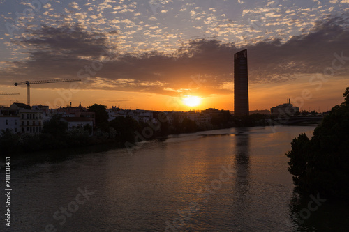 Seville, Spain. City skyline at dusk
