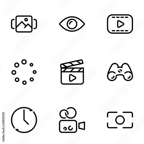 Set of black vector icons, isolated on white background, on theme Content Creation, Preview and Rendering