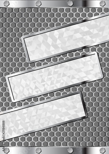 metal background with three oblique banners