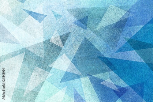 Fototapeta blue background with abstract geometric design with layers of triangle shapes in blue green and white colors with texture design element