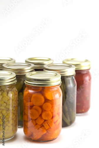 An Assortment of Various Fruits and Vegetables that have been Canned at Home