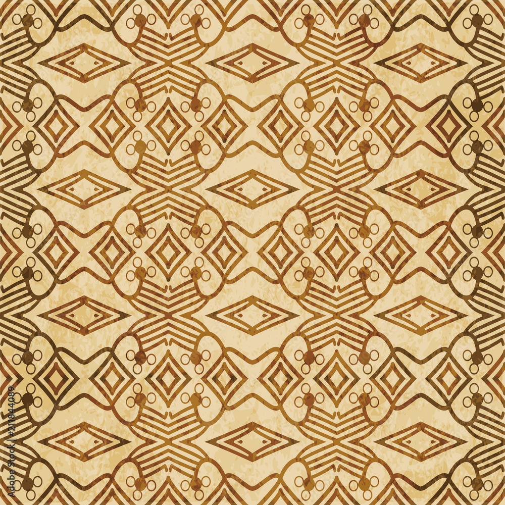 Retro brown cork texture grunge seamless background Check Cross Aboriginal Geometry Line