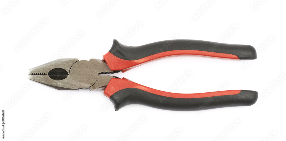 Obraz premium Black and red pliers tool isolated