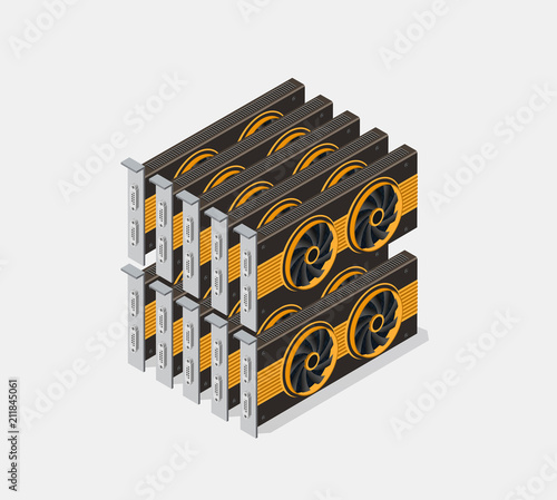 Video card set of mining bitcoin