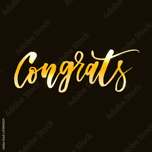 Congrats Vector Phrase Lettering Calligraphy Brush Gold