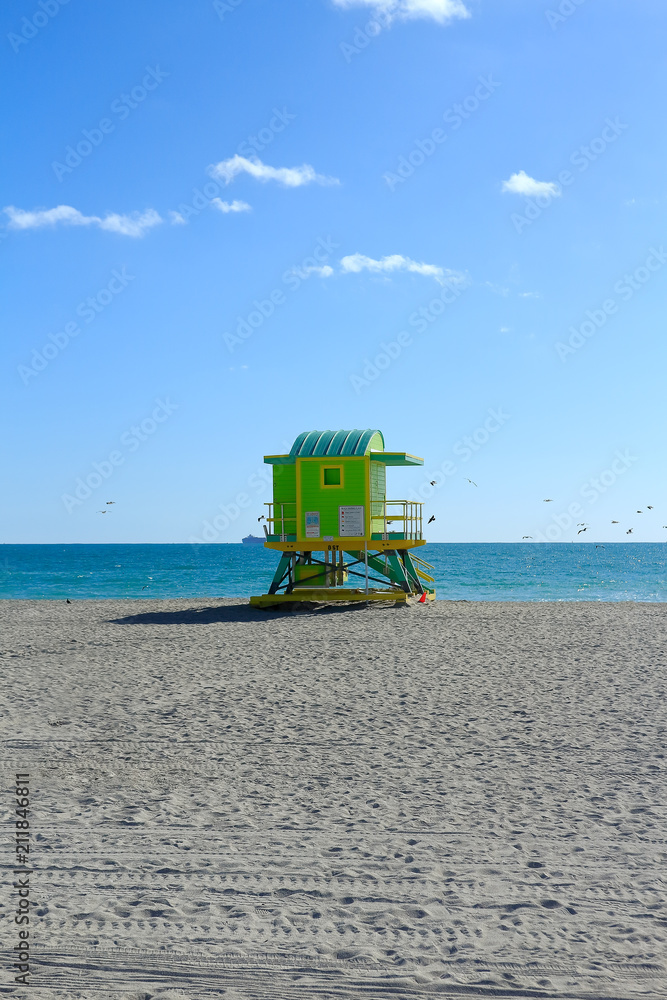 A colorful lifeguard station in South Beach, Miami Fl. A colorful lifeguard station in South Beach, Miami Fl.