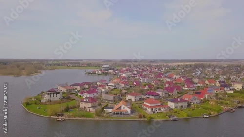 Residential area with luxurious villa's near a small lake