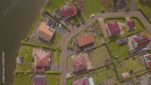 Residential area with luxurious villa's near a small lake