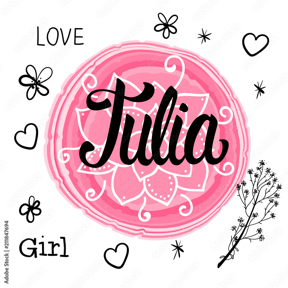 Vector illustration with Lettering Name Julia. Hand drawn. Stock Vector Adobe Stock