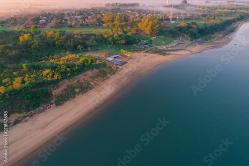 playa de ituzaingo corrientes, rio parana al amanecer photo