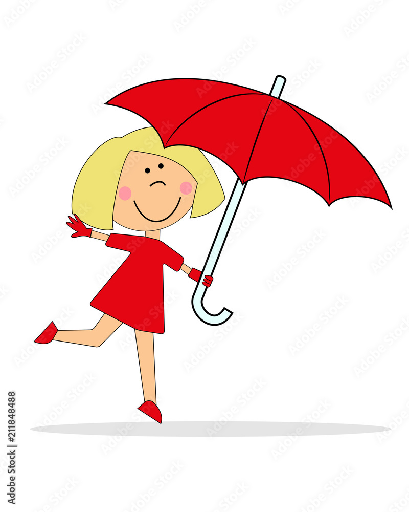 Девочка с зонтом. Вектор Stock Vector | Adobe Stock