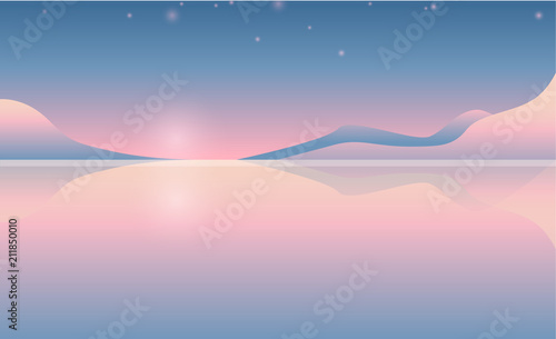 Low poly beautiful mountain landscape. Vector illustration.