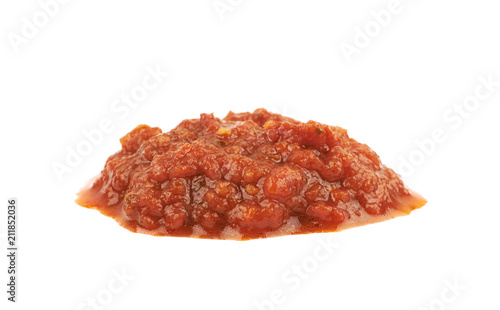 Puddle of marinara tomato sauce