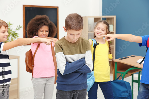 Children bullying little bo...
