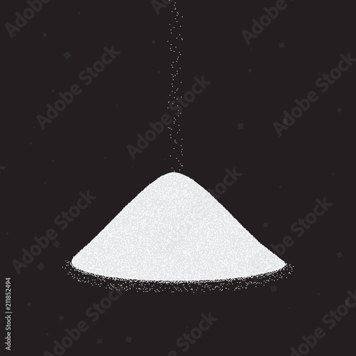 Sugar or salt heap. Vector illustration on black background.