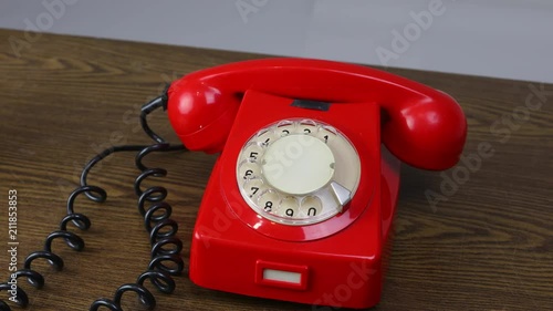 Ringing Red Rotary Phone photo